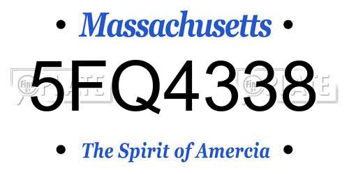 5FQ4338 Massachusetts License Plate