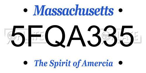 5FQA335 Massachusetts License Plate