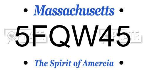 5FQW45 Massachusetts License Plate