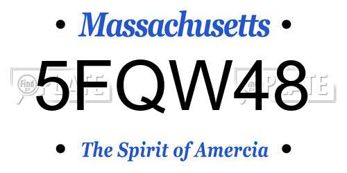 5FQW48 Massachusetts License Plate