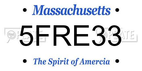 5FRE33 Massachusetts License Plate