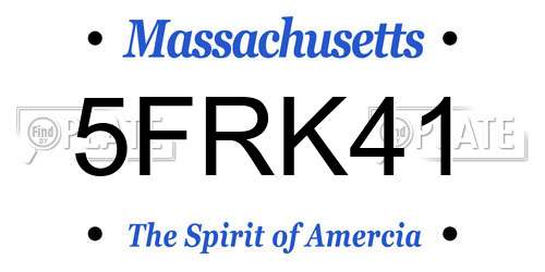 5FRK41 Massachusetts License Plate
