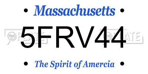 5FRV44 Massachusetts License Plate
