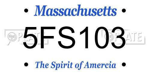5FS103 Massachusetts License Plate