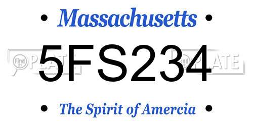 5FS234 Massachusetts License Plate