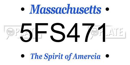 5FS471 Massachusetts License Plate