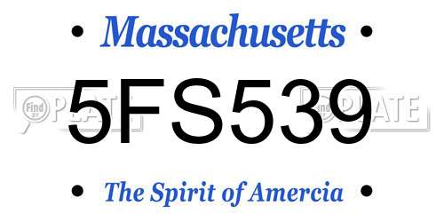 5FS539 Massachusetts License Plate