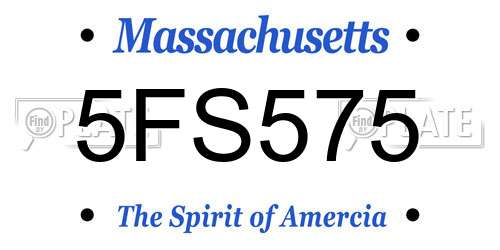 5FS575 Massachusetts License Plate