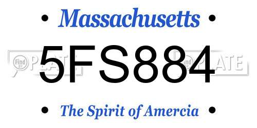 5FS884 Massachusetts License Plate