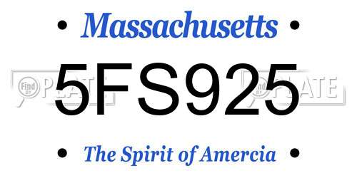 5FS925 Massachusetts License Plate