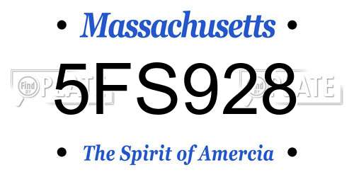 5FS928 Massachusetts License Plate