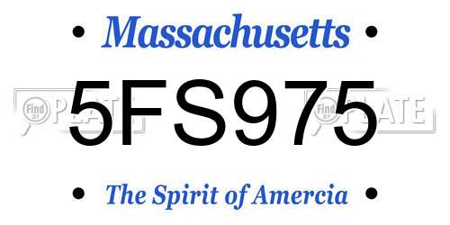 5FS975 Massachusetts License Plate