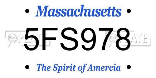 5FS978 Massachusetts License Plate