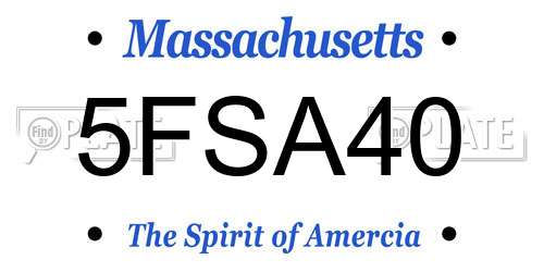 5FSA40 Massachusetts License Plate