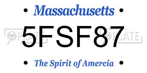 5FSF87 Massachusetts License Plate