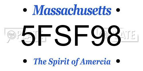 5FSF98 Massachusetts License Plate