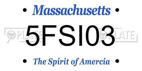 5FSI03 Massachusetts License Plate