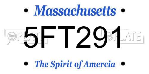 5FT291 Massachusetts License Plate
