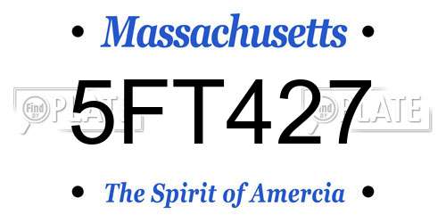 5FT427 Massachusetts License Plate