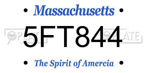 5FT844 Massachusetts License Plate