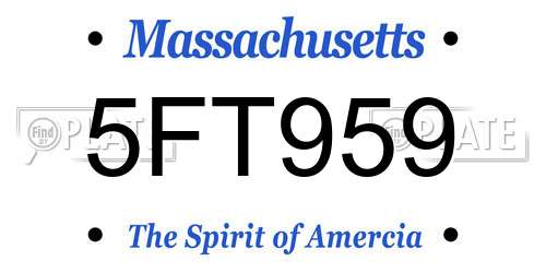 5FT959 Massachusetts License Plate