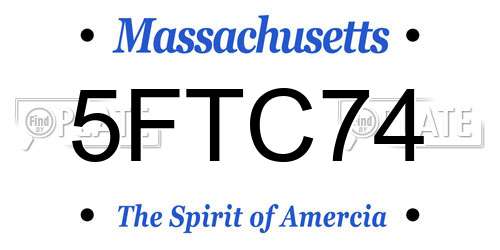 5FTC74 Massachusetts License Plate