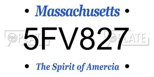 5FV827 Massachusetts License Plate