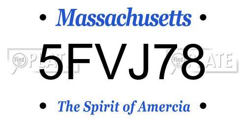 5FVJ78 Massachusetts License Plate