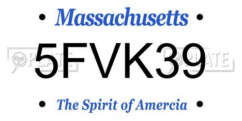 5FVK39 Massachusetts License Plate