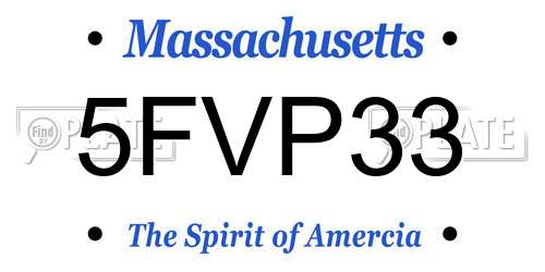 5FVP33 Massachusetts License Plate