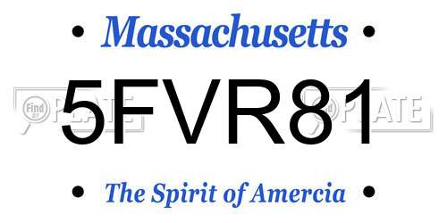 5FVR81 Massachusetts License Plate