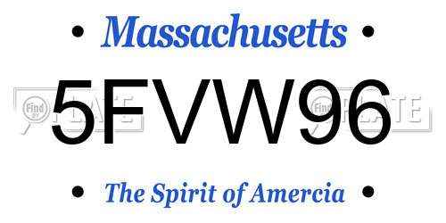 5FVW96 Massachusetts License Plate