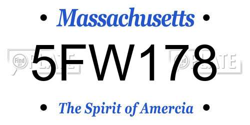 5FW178 Massachusetts License Plate