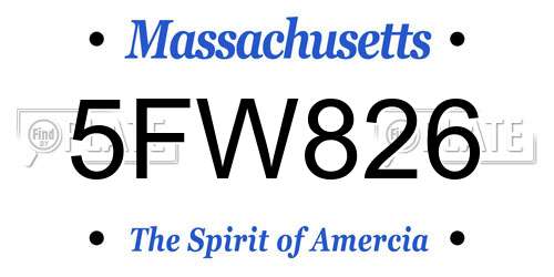 5FW826 Massachusetts License Plate