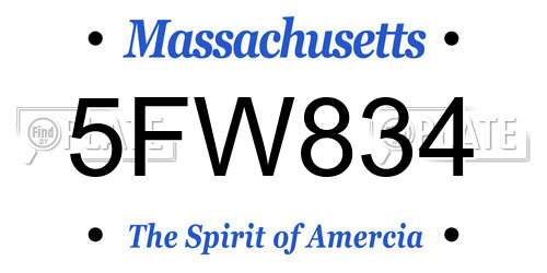 5FW834 Massachusetts License Plate