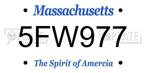 5FW977 Massachusetts License Plate