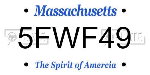 5FWF49 Massachusetts License Plate