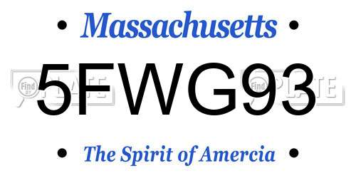 5FWG93 Massachusetts License Plate