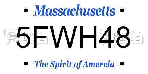 5FWH48 Massachusetts License Plate