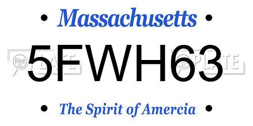 5FWH63 Massachusetts License Plate