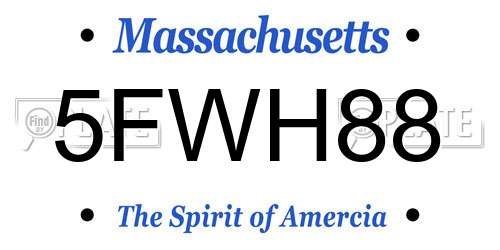5FWH88 Massachusetts License Plate