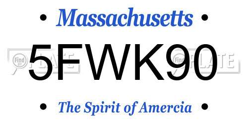 5FWK90 Massachusetts License Plate
