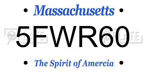 5FWR60 Massachusetts License Plate