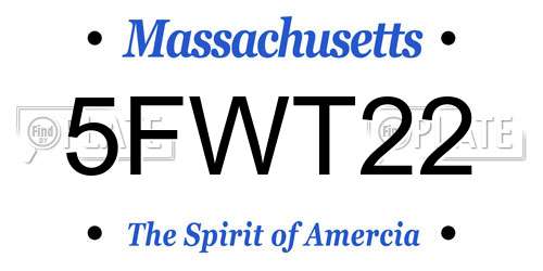 5FWT22 Massachusetts License Plate