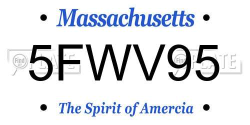 5FWV95 Massachusetts License Plate