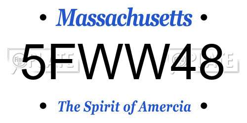 5FWW48 Massachusetts License Plate