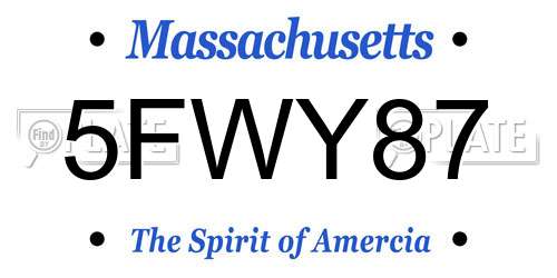 5FWY87 Massachusetts License Plate