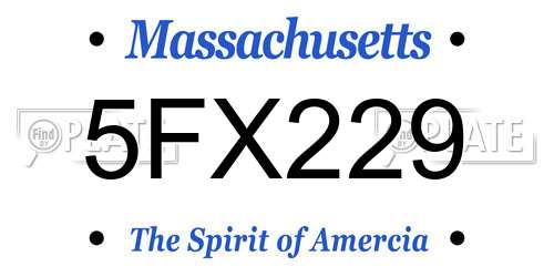 5FX229 Massachusetts License Plate