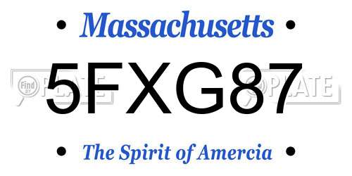 5FXG87 Massachusetts License Plate