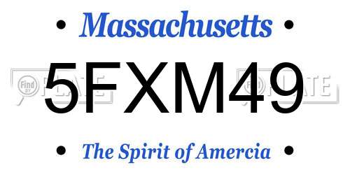 5FXM49 Massachusetts License Plate